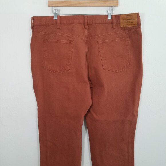 Lucky Brand Burn Orange Athletic Taper Jeans Pants Size 44 - Picture 5 of 9